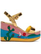 Prada Multicoloured 105 Cactus Leather Platform Sandals - Metallic