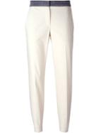 Brunello Cucinelli Contrast Waist Cuffed Cropped Trousers