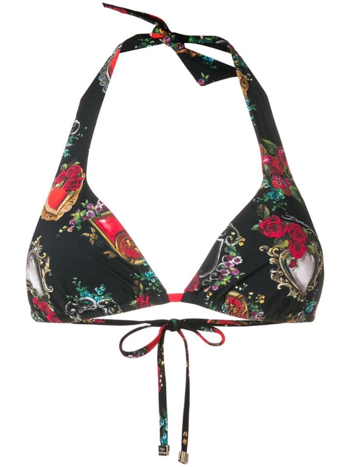 Dolce & Gabbana Patterned Bikini Top - Black