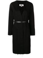 Mm6 Maison Margiela Belted Single Breasted Coat - Black