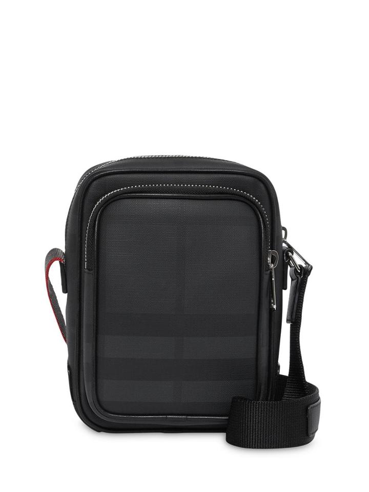 Burberry London Check And Leather Crossbody Bag - Black