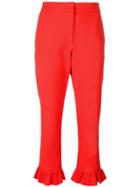 Msgm Frilled Cropped Trousers - Red
