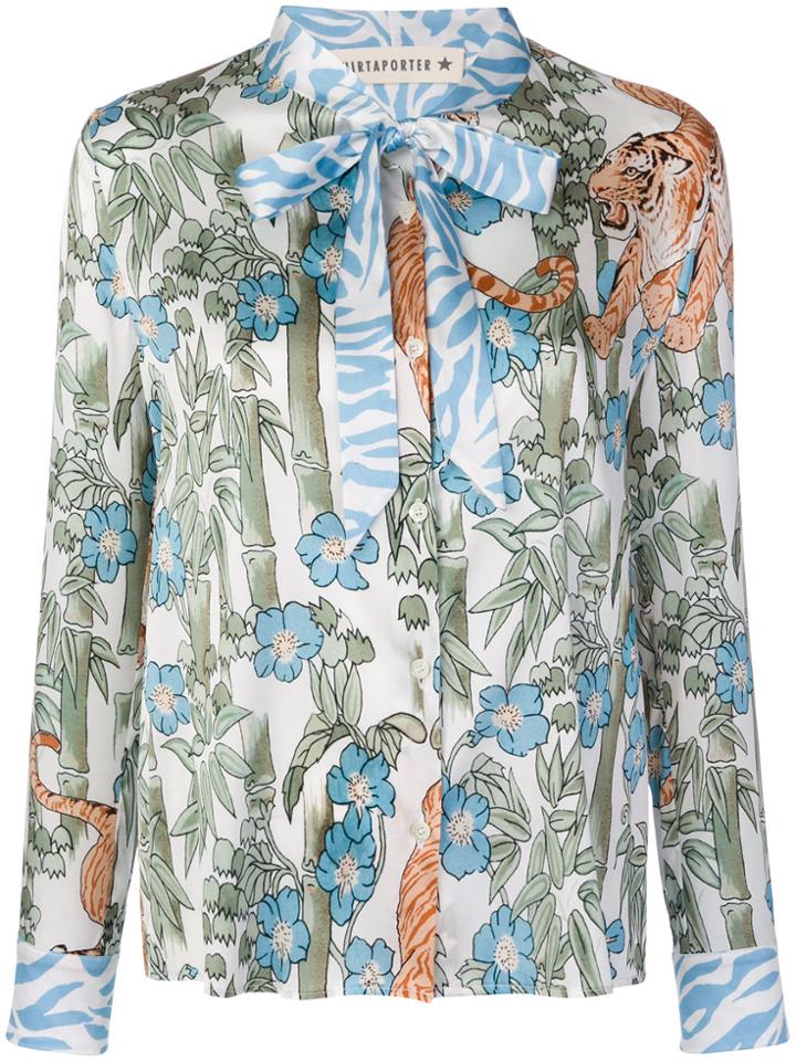 Shirtaporter Tiger Motif Printed Shirt - White