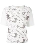 Olympia Le-tan Printed Panel T-shirt, Women's, Size: Medium, White, Cotton