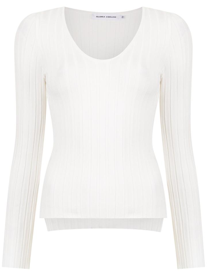 Gloria Coelho Ribbed Knit Top - White