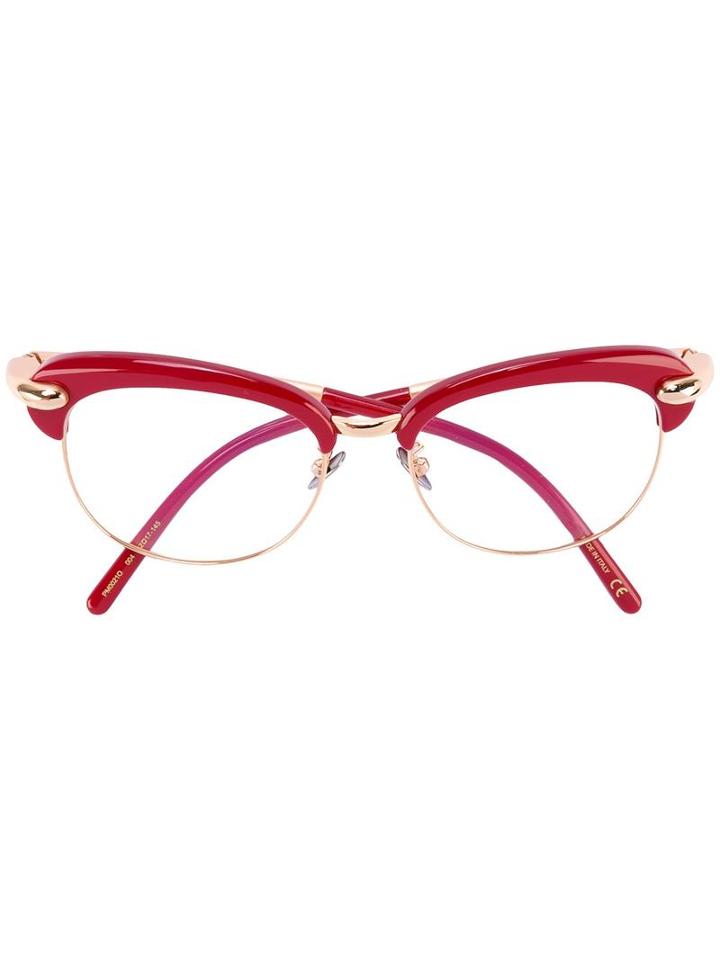 Pomellato Oversized Frame Glasses, Red, Acetate/metal