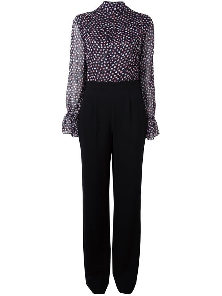 Diane Von Furstenberg Printed Top Jumpsuit, Women's, Size: 6, Black, Silk/polyester