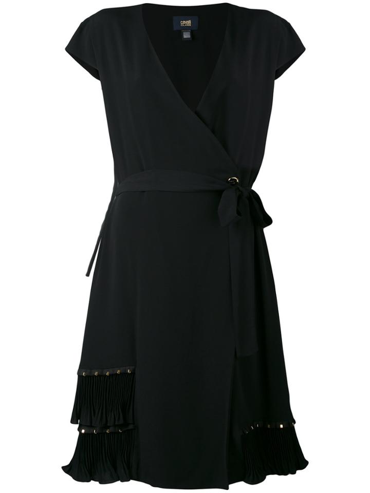 Cavalli Class Pleated Trim Wrap Dress - Black