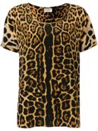 Saint Laurent Leopard Print T-shirt - Brown