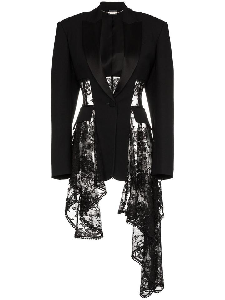 Alexander Mcqueen Lace Drape Corset Jacket - Black