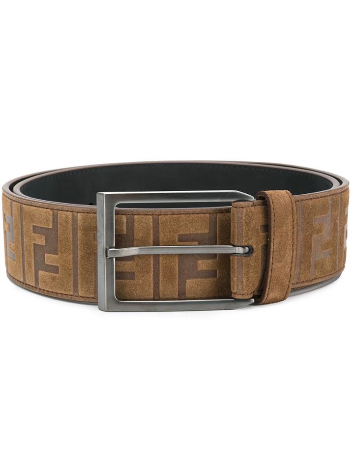 Fendi Logo Printed Belt - Brown