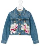 Pamilla Kids - Floral Appliquéd Denim Jacket - Kids - Cotton/spandex/elastane - 7 Yrs, Blue