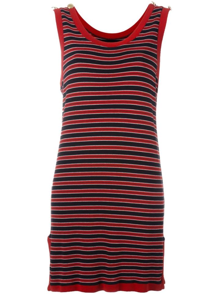 Moschino Vintage Striped Tank Dress - Red
