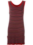 Moschino Vintage Striped Tank Dress - Red