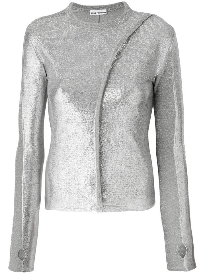 Paco Rabanne Asymmetric Jersey Top - Metallic