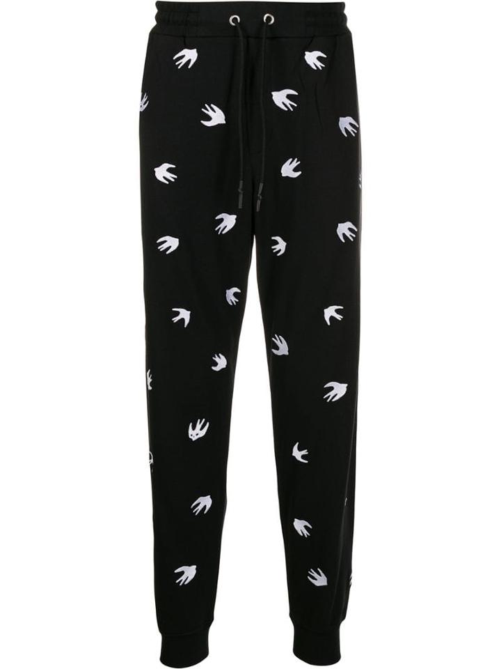 Mcq Alexander Mcqueen All-over Swallow-print Joggers - Black