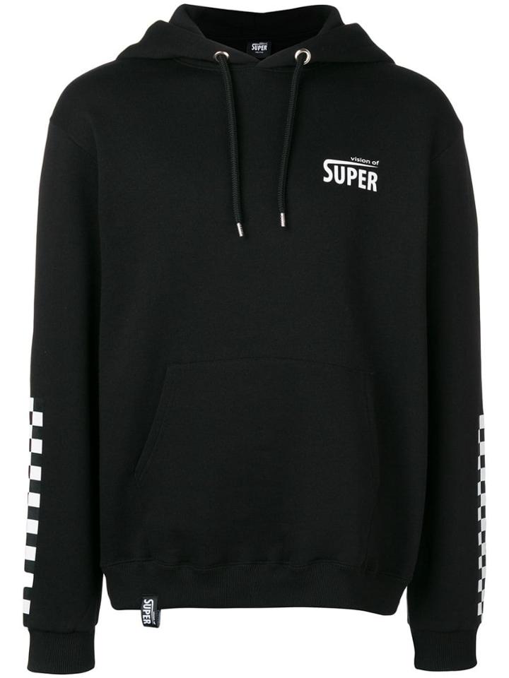 Vision Of Super Logo Print Hoodie - Black