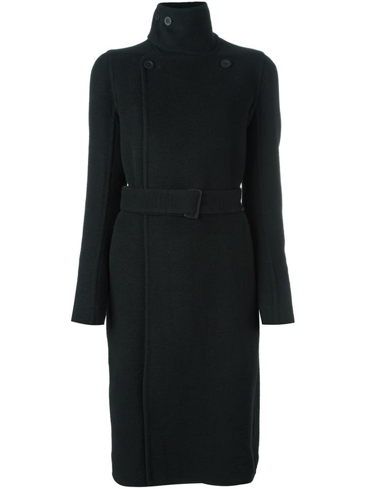 Rick Owens Funnel Neck Coat, Women's, Size: 44, Black, Cotton/acetate/cupro/cashmere