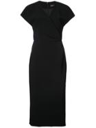 Christian Siriano Wrap Fitted Midi Dress - Black
