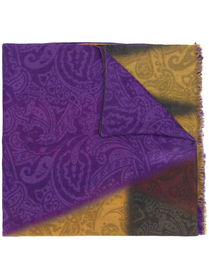 Etro Cashmere Paisley Print Scarf - Yellow