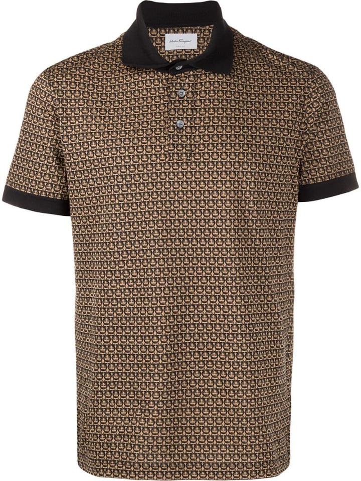 Salvatore Ferragamo Gancini Piqué Polo Shirt - Black