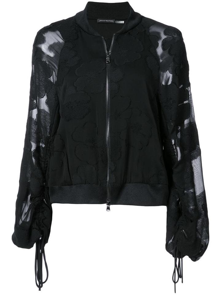 Josie Natori Balloon Sleeve Bomber Jacket - Black
