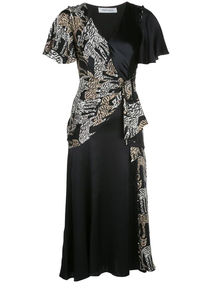 Prabal Gurung Wrap-front Silk Dress - Black