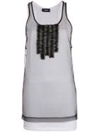 Dsquared2 Sheer Frill-embroidered Tank Top - Black
