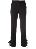 Alberta Ferretti Lace-up Side Cropped Trousers, Women's, Size: 40, Black, Polyester/virgin Wool/other Fibers
