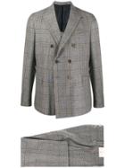 Eleventy Plaid Print Suit - Grey