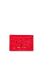 Miu Miu Crystal Embellished Card Holder - Red