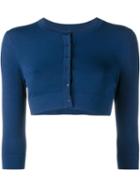 Alaïa Cropped Cardigan, Women's, Size: 42, Blue, Viscose/polyester