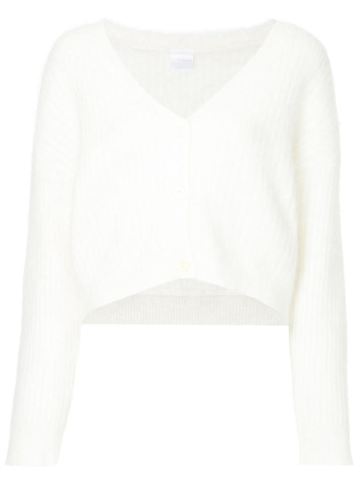 Cityshop Cropped Ribbed Cardigan - White