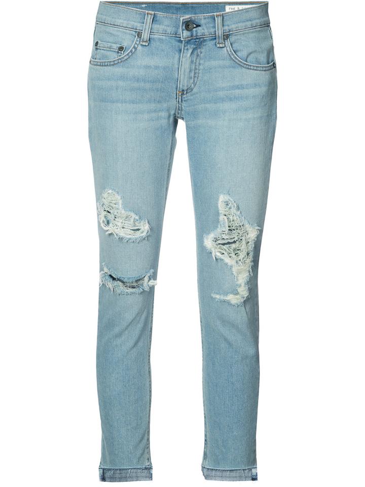 Rag & Bone /jean Distressed Jeans, Women's, Size: 28, Blue, Cotton/polyurethane
