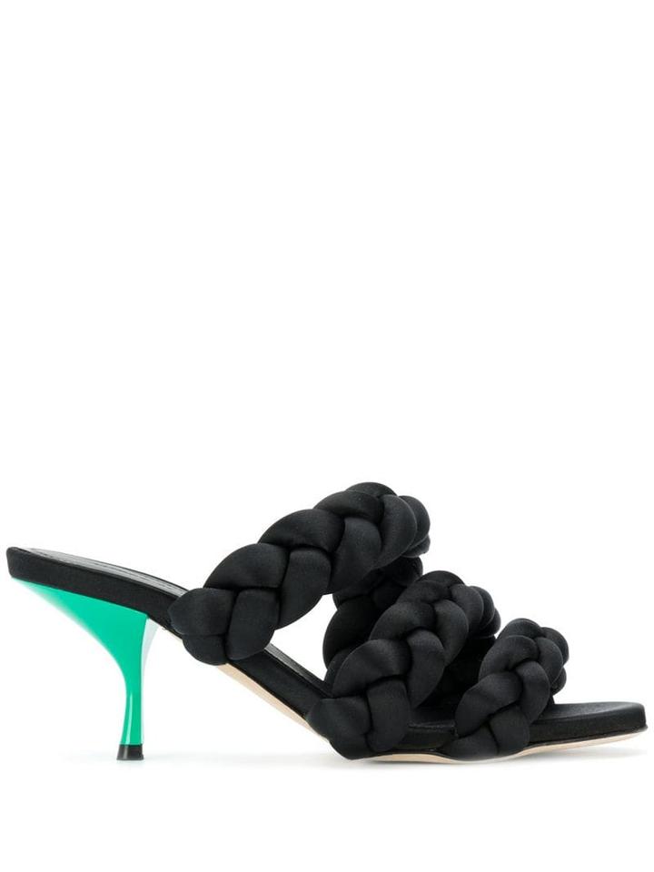 Marco De Vincenzo Triple Treccia Slider Sabot Sandals - Black
