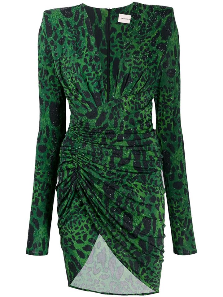 Alexandre Vauthier Animal Print Ruched Dress - Green