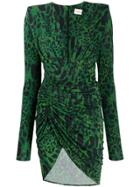 Alexandre Vauthier Animal Print Ruched Dress - Green