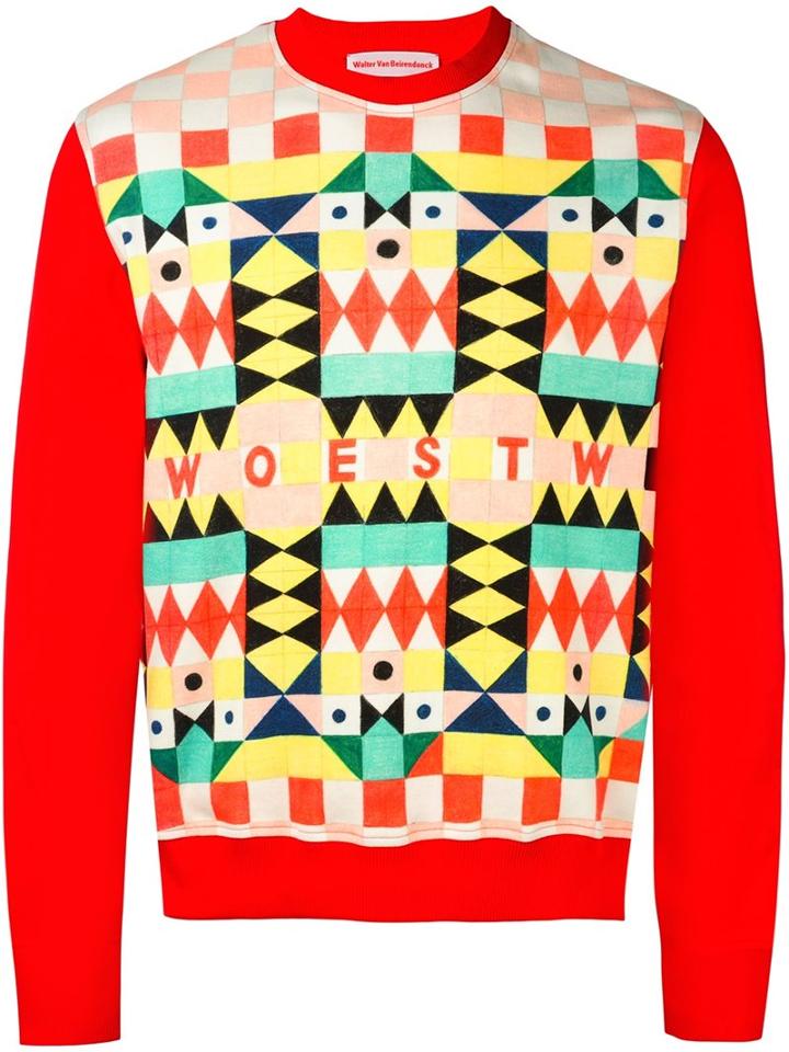 Walter Van Beirendonck 'arty' Sweatshirt, Men's, Size: Medium, Red, Cotton