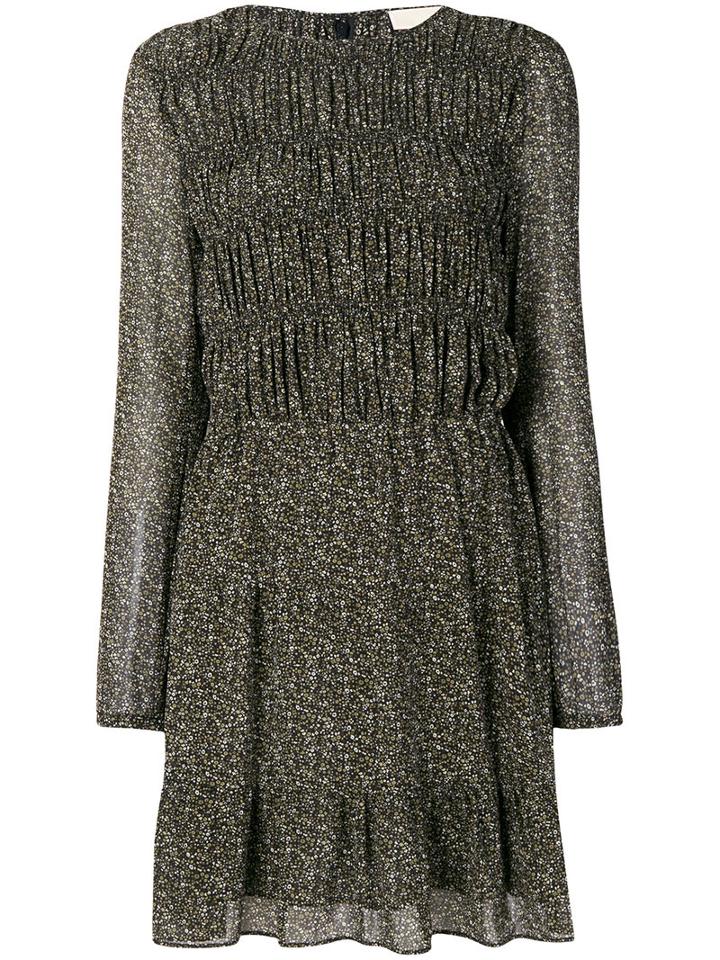 Michael Kors - Smocked Floral Dress - Women - Polyester - 6, Black, Polyester