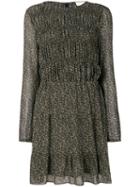 Michael Kors - Smocked Floral Dress - Women - Polyester - 6, Black, Polyester