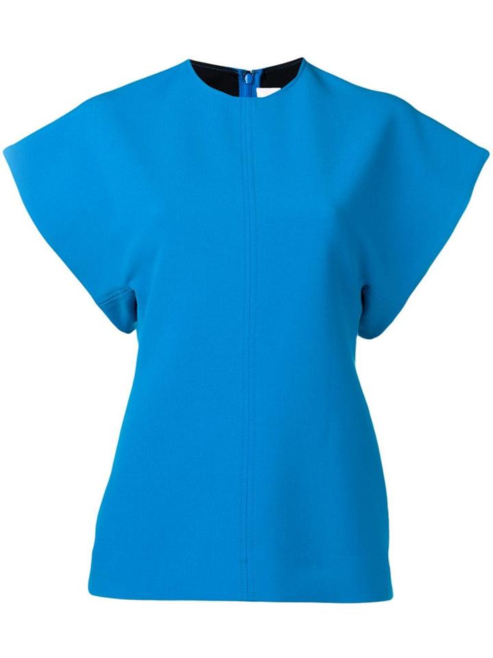 Victoria Victoria Beckham Turquoise Short Sleeve Top - Blue