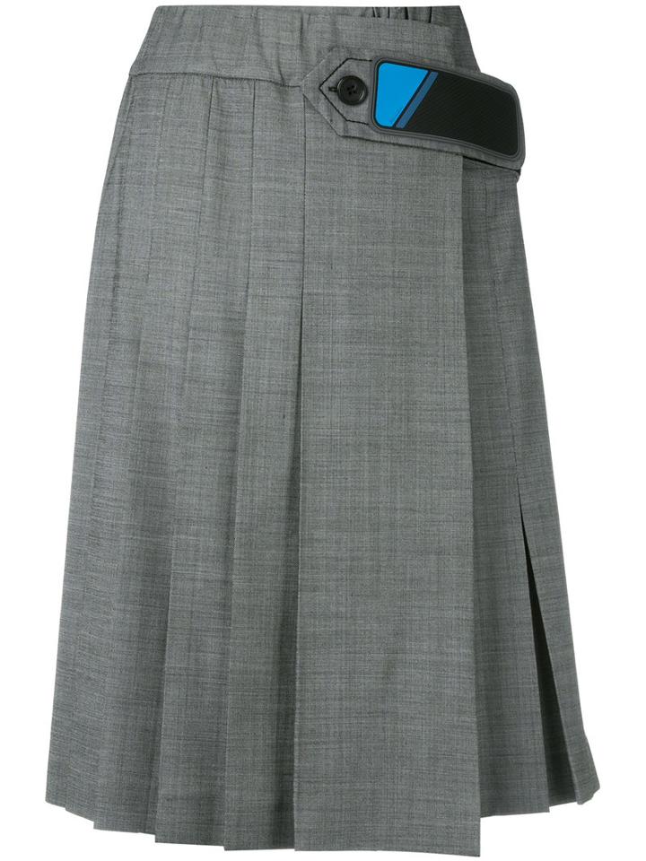 Prada Pleated Skirt, Women's, Size: 42, Grey, Silk/spandex/elastane/virgin Wool