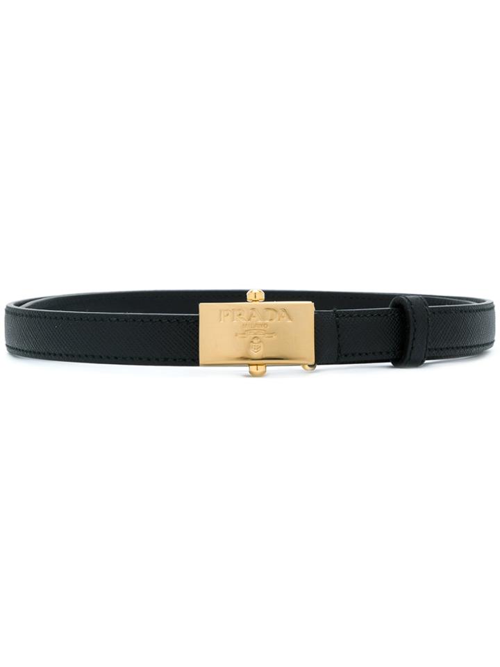 Prada Logo Plaque Belt - Black