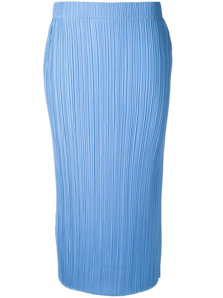 Jil Sander - Pleated Midi Skirt - Women - Polyester - 34, Blue, Polyester