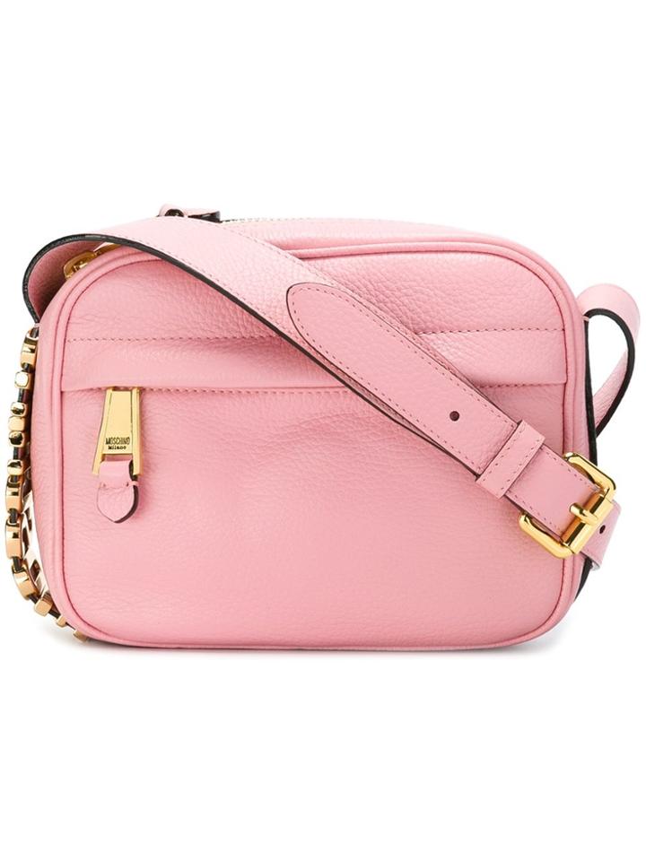 Moschino Logo Plaque Crossbody Bag - Pink & Purple