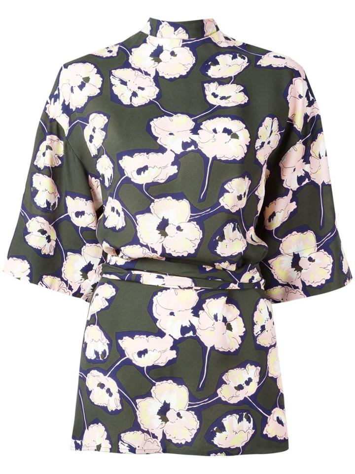 Marni Whisper Print Open Back Blouse - Green