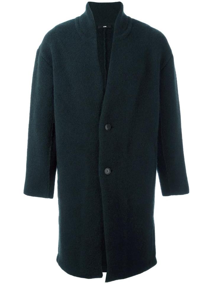 System Homme Single Breasted Coat, Men's, Size: Small, Green, Nylon/polyurethane/wool