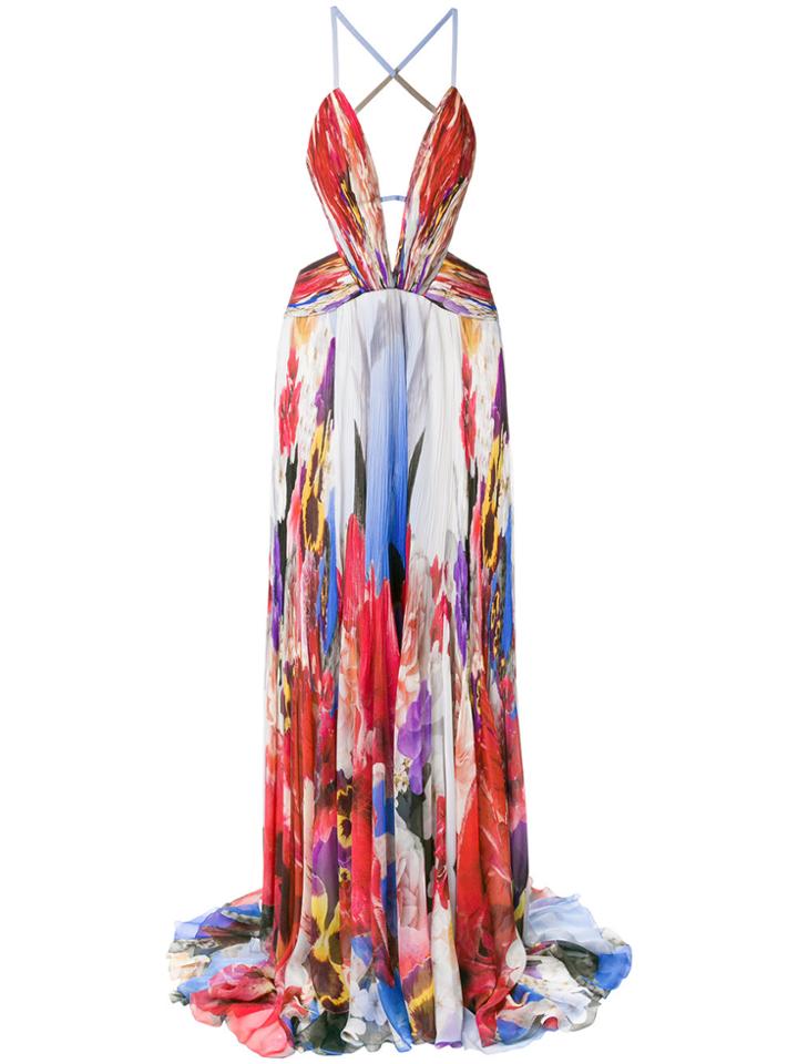 Roberto Cavalli Printed Plunge Gown - Multicolour