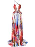 Roberto Cavalli Printed Plunge Gown - Multicolour