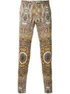 Etro Printed Slim Fit Trousers, Men's, Size: 48, Brown, Cotton/spandex/elastane